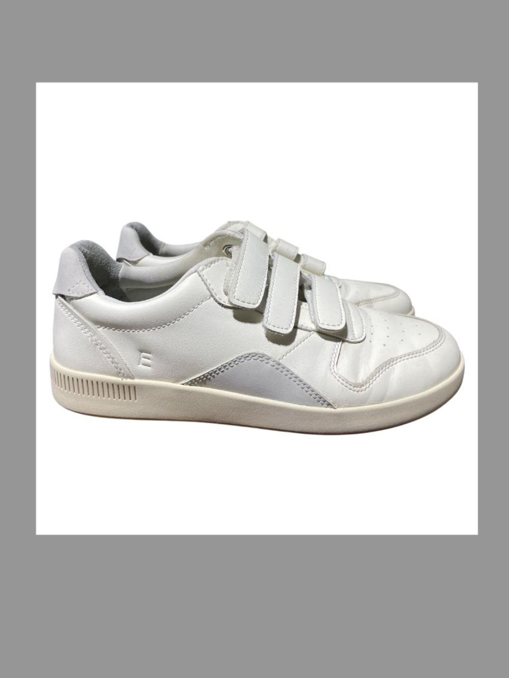 Everlane Women's 7.5 The Leather Court Sneaker Hook and Loop Closure Offwhite